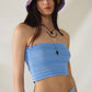 Q2 Strapless Knitted bodycon Top In light blue