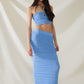 Strapless Knitted bodycon Top In light blue