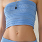 Strapless Knitted bodycon Top In light blue