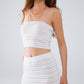 Q2 Strapless Knitted bodycon Top In White