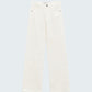 Stretch Denim Straight Jeans With 5 Pockets in White