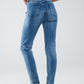 Stretch Denim super Skinny Jeans In MIdwash With Distress Details