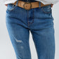 Stretch Denim super Skinny Jeans In MIdwash With Distress Details