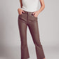 Stretch faux leather flare pants in beige