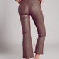 Stretch faux leather flare pants in beige