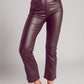 Q2 Stretch faux leather flare pants in brown