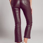 Stretch faux leather flare pants in brown