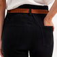 Stretch paperbag waist straigh Jeans in black