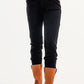 Stretch paperbag waist straigh Jeans in black