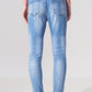 Stretch Skinny Jeans with Patches in Mid Wash and Belt Detail