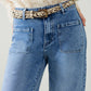 Stretchy Straight Leg Jeans With Front Pocked in Medium Wash