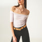 Q2 Stripe bardot top in lilac