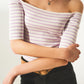 Stripe bardot top in lilac