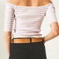 Stripe bardot top in lilac