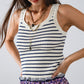 Striped Cream Tank Top With Ruffle Trim