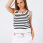 Q2 Striped cropped top in navy and white