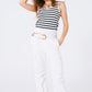 Striped cropped top in navy and white