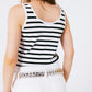 Striped cropped top in navy and white