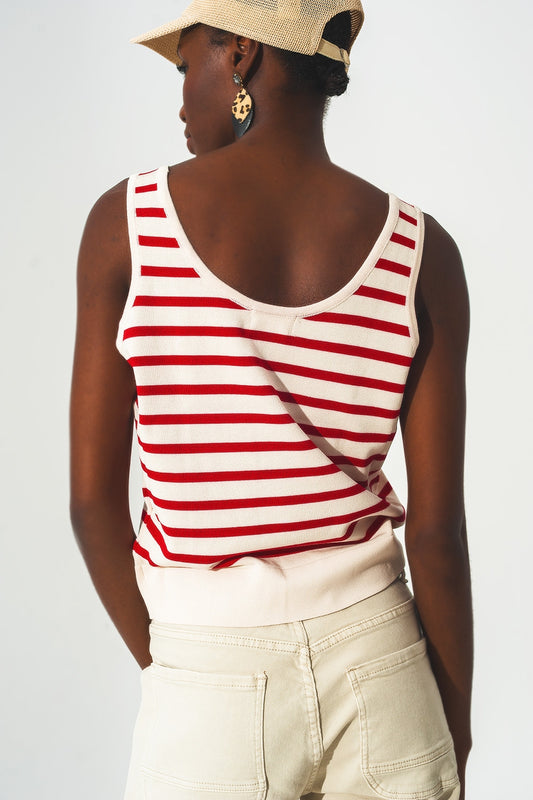 Striped cropped top in red and white