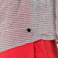 Striped gray top with multicolor front detail