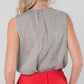 Striped gray top with multicolor front detail