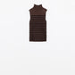 Q2 Striped high neck sweater In brown