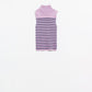 Striped Turtle Neck Tank Top In Lavander