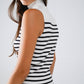 Striped Turtle Neck Tank Top In White