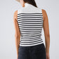 Striped Turtle Neck Tank Top In White