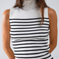 Striped Turtle Neck Tank Top In White