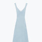 Q2 Summer Body Hugging knitted Dress in light blue With White Trim