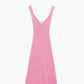 Q2 Summer Body Hugging knitted Dress in pink With White Trim