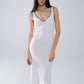 Q2 Summer Body Hugging knitted Dress in white With black Trim