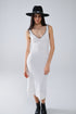 Q2 Summer Body Hugging knitted Dress in white With black Trim