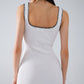 Summer Body Hugging knitted Dress in white With black Trim