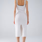 Summer Body Hugging knitted Dress in white With black Trim