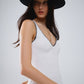 Summer Body Hugging knitted Dress in white With black Trim