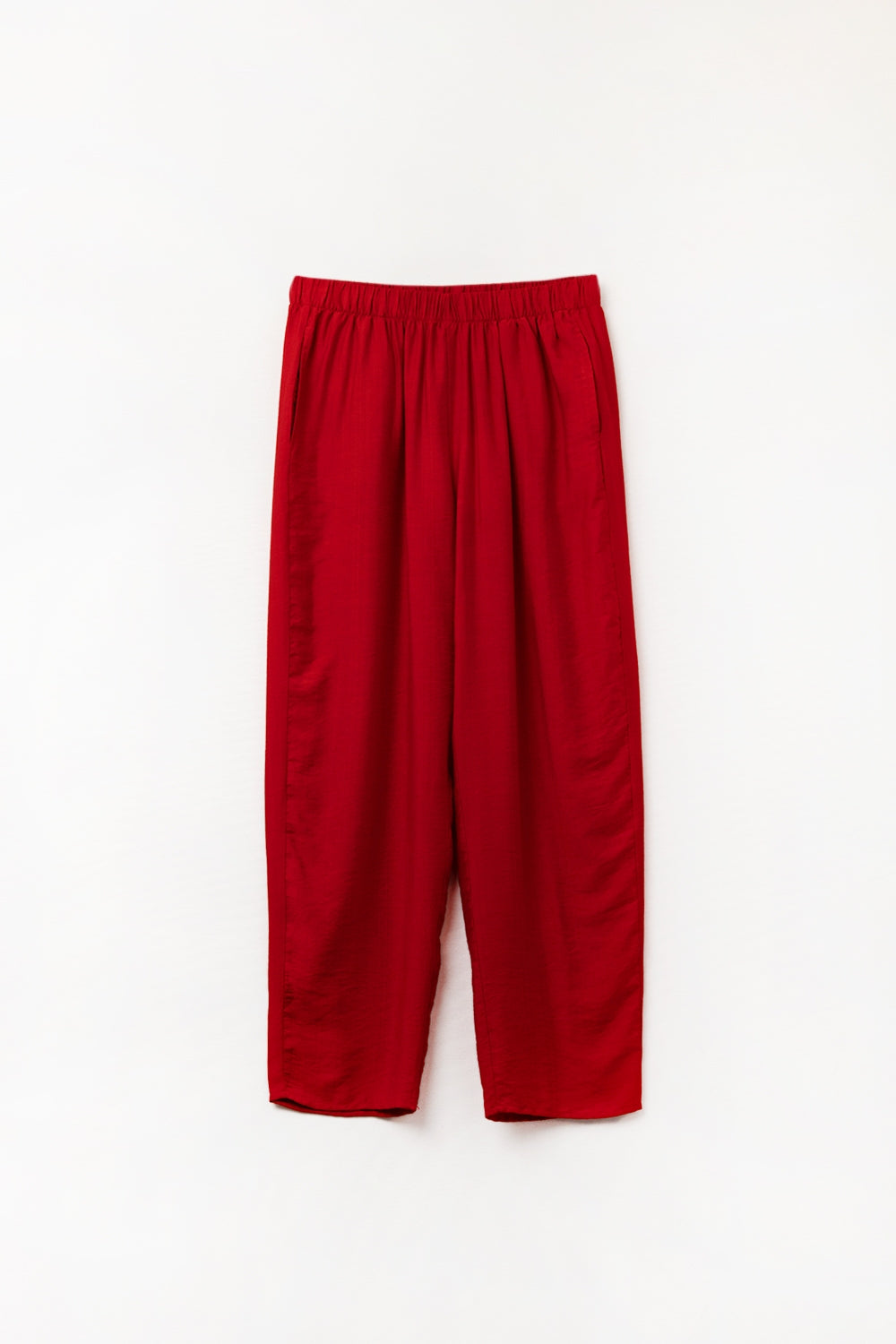 Summery Pants With Elastic Waist and Pockets In Red