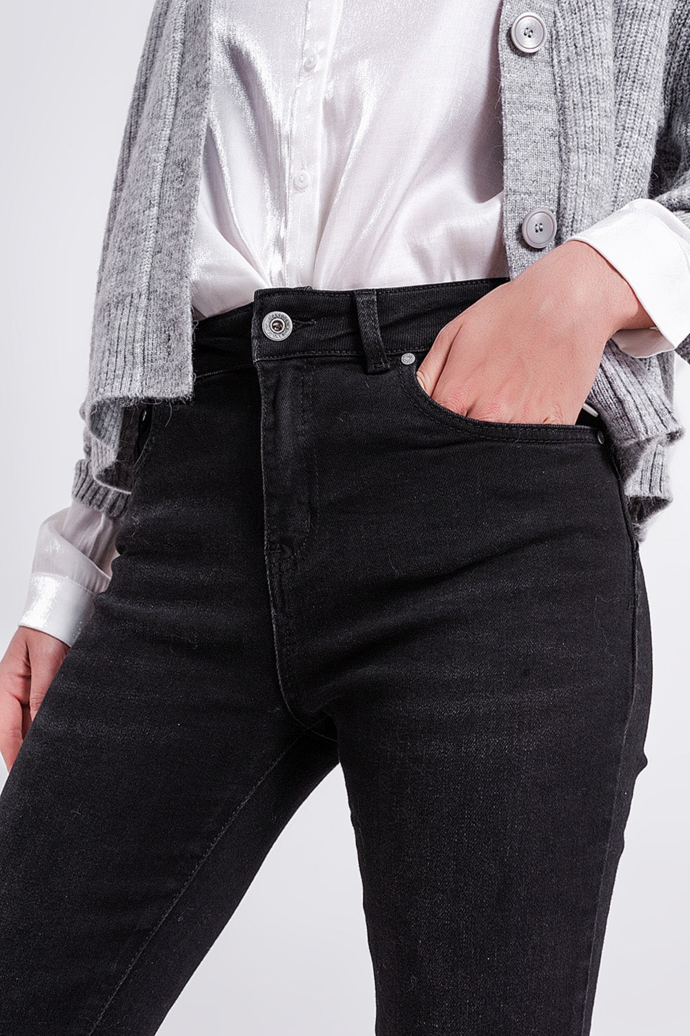 Super high rise skinny leg jeans in black