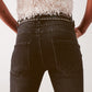 Super high waist skinny jeans in washed black