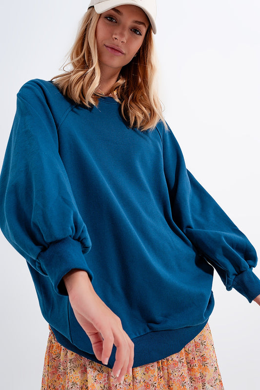 Sudadera super oversize con detalle de costura en azul