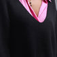 Super oversized Thin V-neck Sweater in Black
