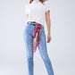 Super Skinny Denim Jeans With Metallic Effect