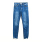 Q2 Super skinny jeans in medium wash with rips at the bottom