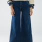 Q2 Super wide leg jeans in mid-wash