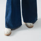 Super wide leg jeans in mid-wash