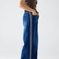 Q2 super Wide Leg Jeans with stripe on side