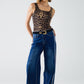 super Wide Leg Jeans with stripe on side