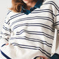 Q2 Sweater in white with navy stripe