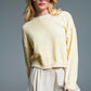 Q2 Sweater With Drop Shoulders in Beige with Yellow Stripes